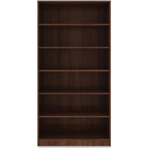 Lorell Laminate Bookcase - 6 Shelf(ves) - 72'' Height x 36'' Width x 12'' Depth - Sturdy, Adjustable Feet, Adjustable Shelf - Thermofused Laminate (TFL) - Walnut - Laminate - 1 Each