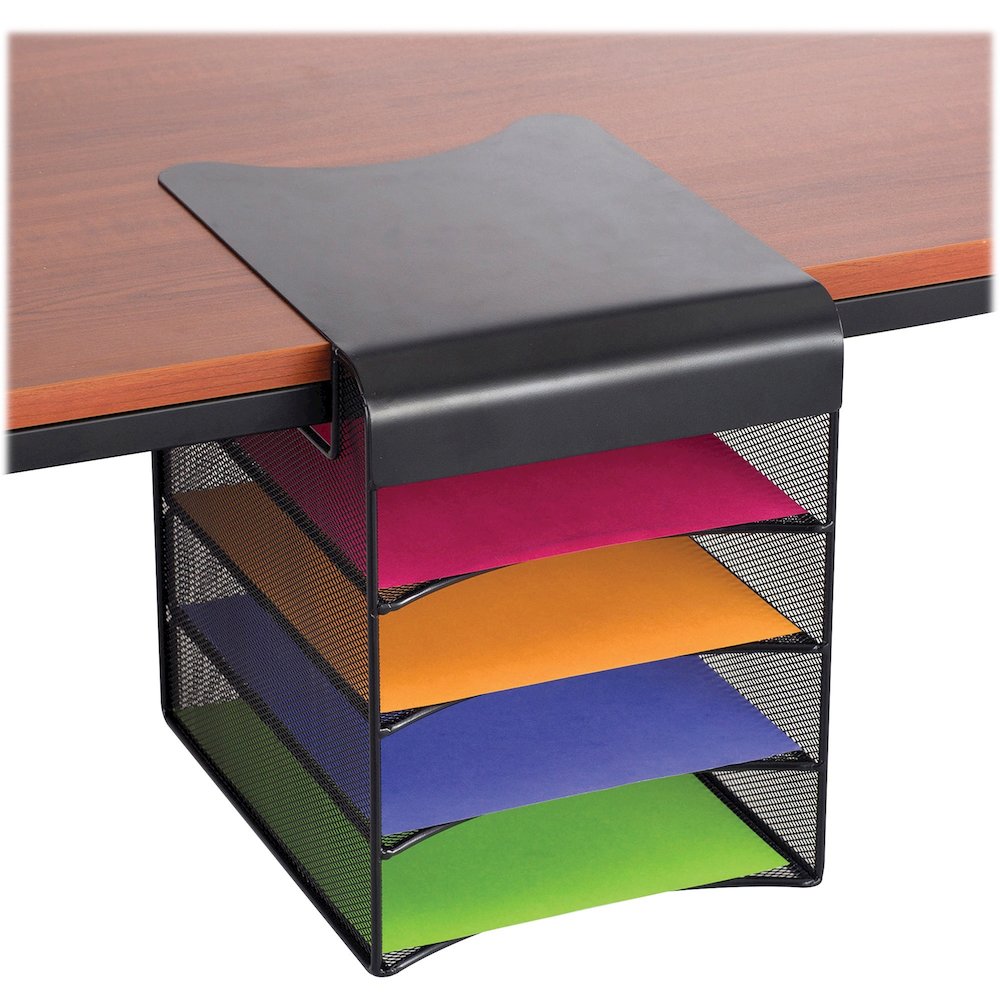 Safco Onyx Solid Top Horizontal Hanging Storage - 12'' Height x 10.25'' Width x 12.38'' Depth - Scratch Resistant - Powder Coated - Black - Steel - 1 Each
