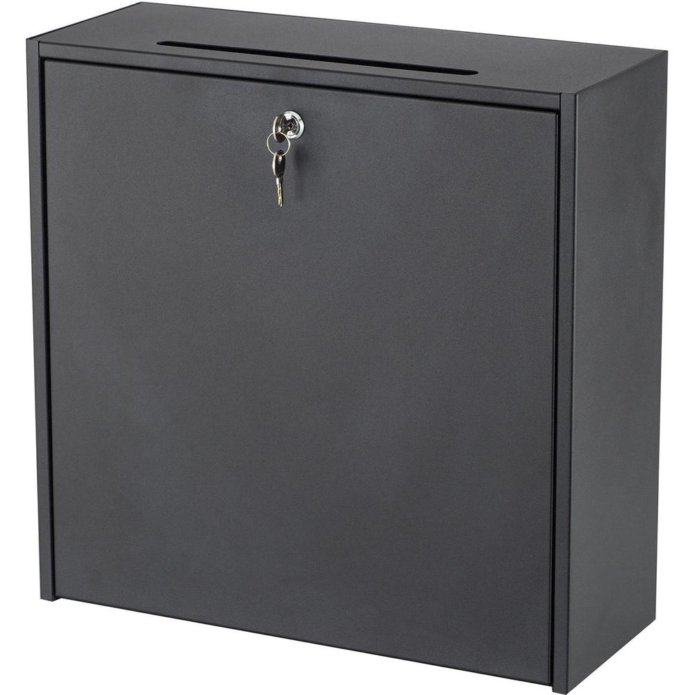 Safco Wall-mounted Inter-department Locking Mailbox - 12'' Height - External Dimensions: 18'' Width x 7.3'' Depth x 18'' Height - Hinged Closure - Steel - Black - For Letter, Document, Envelope, Memo, CD-