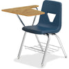 Lorell Writing Tablet Arm Student Desks - Tubular Steel Frame - Four-legged Base - Navy, Oak - Polypropylene - Armrest - 2 / Carton