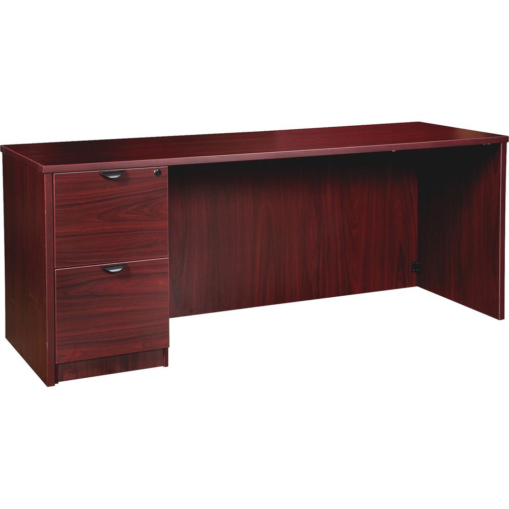 Lorell Prominence 2.0 Left-Pedestal Credenza - 66'' x 24''29'' , 1'' Top - 2 x File Drawer(s) - Single Pedestal on Left Side - Band Edge - Material: Particleboard - Finish: Thermofused Melamine (TFM)