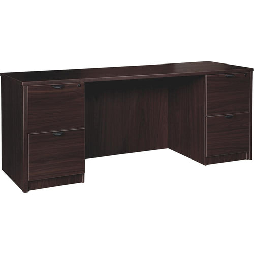 Lorell Prominence 2.0 Double-Pedestal Credenza - 72'' x 24''29'' , 1'' Top - 2 x File Drawer(s) - Double Pedestal on Left/Right Side - Band Edge - Material: Particleboard - Finish: Thermofused Melamine (T