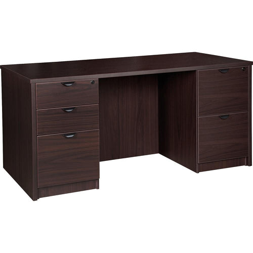 Lorell Prominence 2.0 Double-Pedestal Desk - 1'' Top, 66'' x 30''29'' - 5 x File, Box Drawer(s) - Double Pedestal - Band Edge - Material: Particleboard - Finish: Espresso Laminate, Thermofused Melamine (T