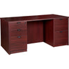 Lorell Prominence 2.0 Double-Pedestal Desk - 1'' Top, 66'' x 30''29'' - 5 x File, Box Drawer(s) - Double Pedestal - Band Edge - Material: Particleboard - Finish: Mahogany Laminate, Thermofused Melamine (T