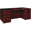 Lorell Prominence 2.0 Double-Pedestal Desk - 1'' Top, 72'' x 36''29'' - 5 x File, Box Drawer(s) - Double Pedestal - Band Edge - Material: Particleboard - Finish: Mahogany Laminate, Thermofused Melamine (T