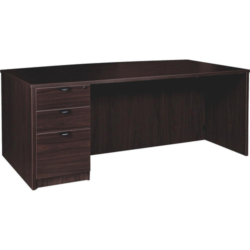 Lorell Prominence 2.0 Bowfront Left-Pedestal Desk - 1'' Top, 72'' x 42''29'' - 3 x File, Box Drawer(s) - Single Pedestal on Left Side - Band Edge - Material: Particleboard - Finish: Espresso Laminate, The