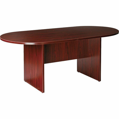 Lorell Prominence 2.0 Racetrack Conference Table - 72'' x 36''29'' Table, 1'' Top, 0.1'' Edge - Material: Particleboard, Thermofused Melamine (TFM) - Finish: Mahogany - Modesty Panel