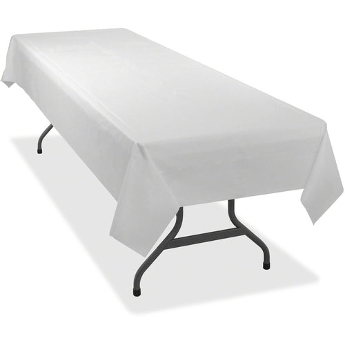 Tablemate Heavy-duty Plastic Table Covers - 108'' Length x 54'' Width - Plastic - White - 6/Pack - 4 / Carton