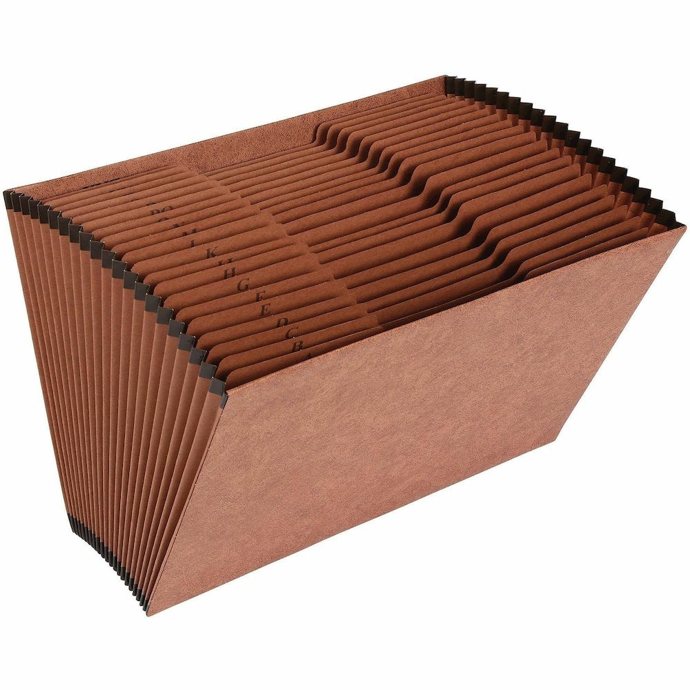 Business Source Legal Recycled Expanding File - 8 1/2'' x 14'' - 21 Pocket - Brown - 30% Recycled - 1 Each