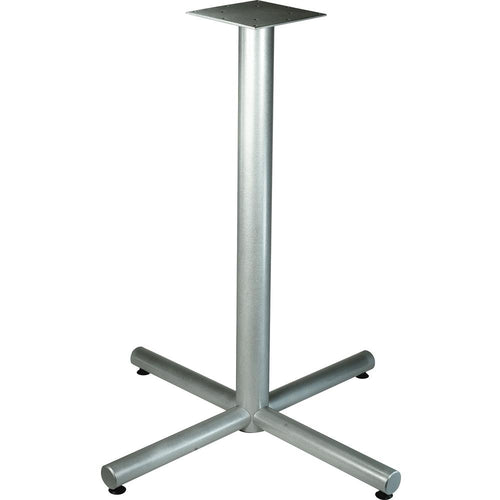 Lorell Hospitality 42'' Bistro-Height Tabletop X-leg Base - Metallic Silver X-shaped Base - 40.75'' Height x 36'' Width - Assembly Required - 1 Each