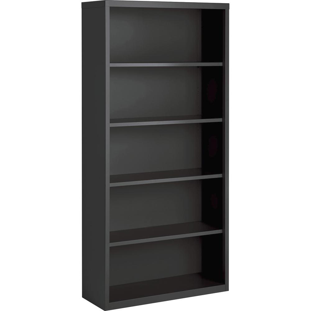 Lorell Fortress Series Bookcase - 34.5'' x 13''72'' - 5 Shelve(s) - Material: Steel - Finish: Charcoal, Powder Coated - Adjustable Shelf, Welded, Durable