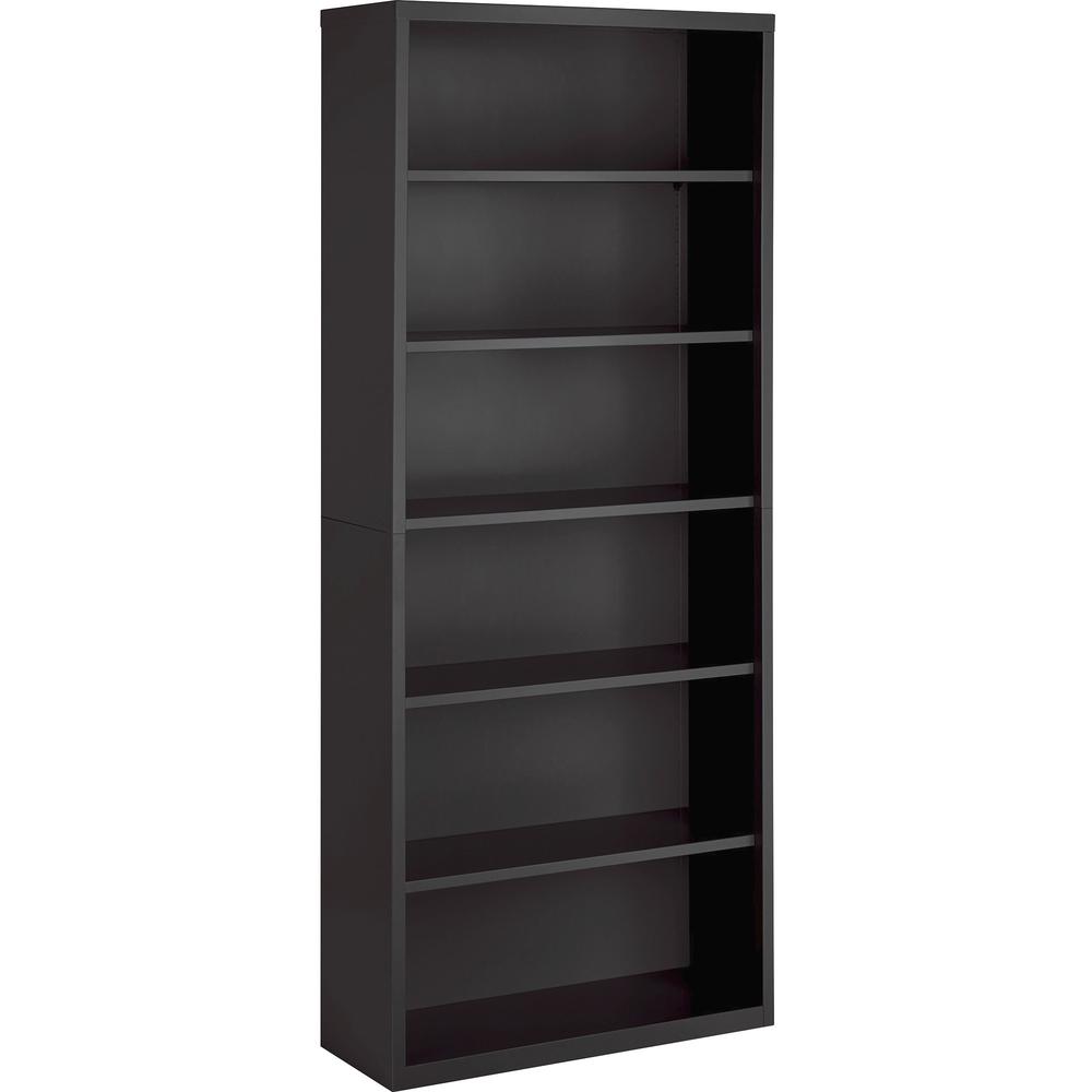 Lorell Fortress Series Bookcase - 34.5'' x 13''82'' - 6 Shelve(s) - Material: Steel - Finish: Charcoal, Powder Coated - Adjustable Shelf, Welded, Durable