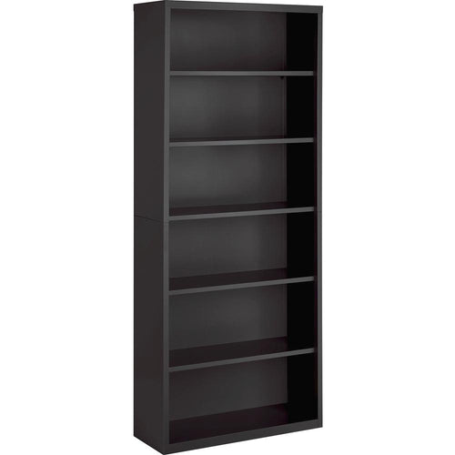Lorell Fortress Series Bookcase - 34.5'' x 13''82'' - 6 Shelve(s) - Material: Steel - Finish: Charcoal, Powder Coated - Adjustable Shelf, Welded, Durable