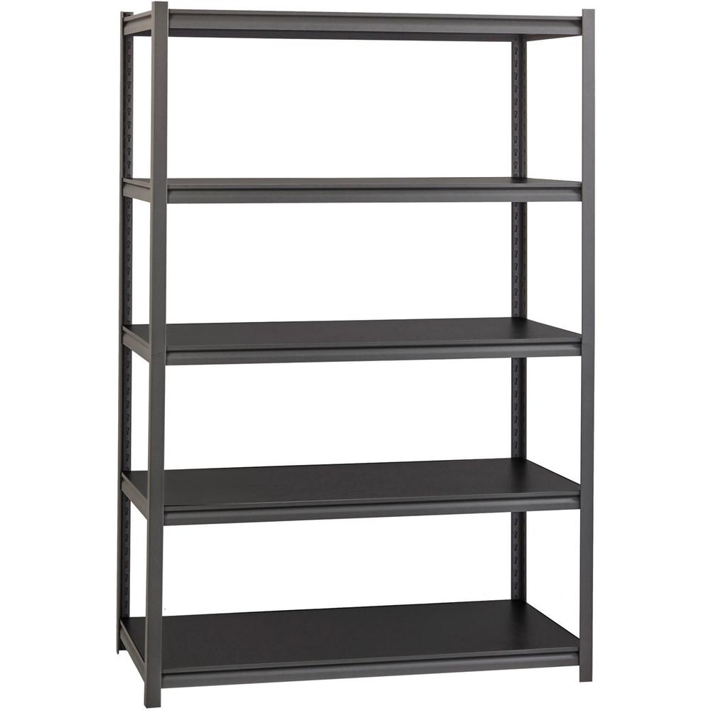 Lorell Iron Horse 3200 lb Capacity Riveted Shelving - 5 Shelf(ves) - 72'' Height x 48'' Width x 18'' Depth - 30% Recycled - Black - Steel, Laminate - 1 Each