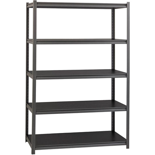 Lorell Iron Horse 3200 lb Capacity Riveted Shelving - 5 Shelf(ves) - 72'' Height x 48'' Width x 18'' Depth - 30% Recycled - Black - Steel, Laminate - 1 Each