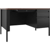 Lorell Fortress Series Walnut Top Teacher's Desk - 48'' x 30''29.5'' - Box, File Drawer(s) - Single Pedestal on Right Side - T-mold Edge