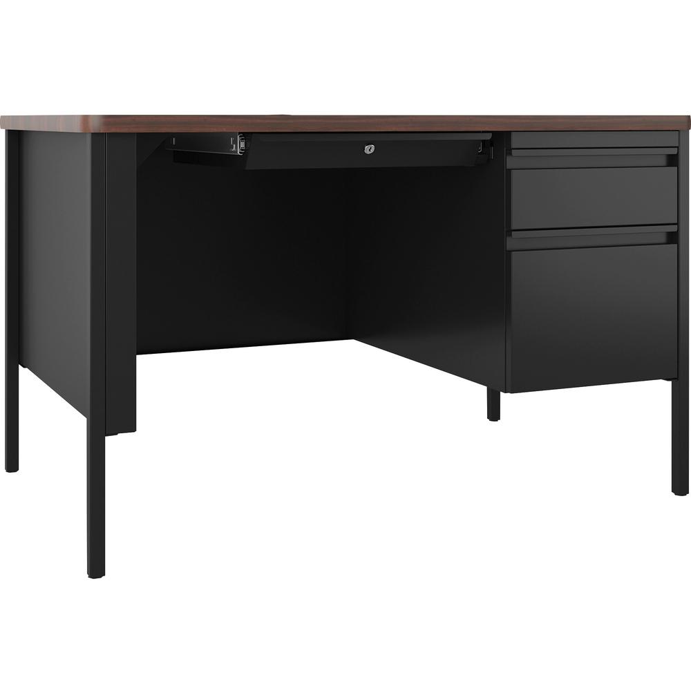 Lorell Fortress Series Walnut Top Teacher's Desk - 48'' x 30''29.5'' - Box, File Drawer(s) - Single Pedestal on Right Side - T-mold Edge