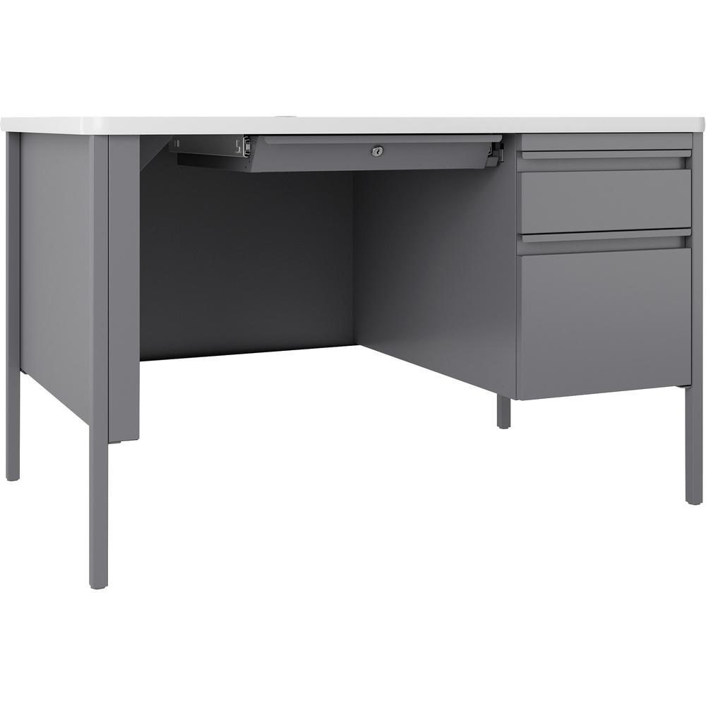Lorell Fortress Series 48'' Right-Pedestal Teachers Desk - 48'' x 30''29.5'' - Box, File Drawer(s) - Single Pedestal on Right Side - T-mold Edge - Finish: Gray