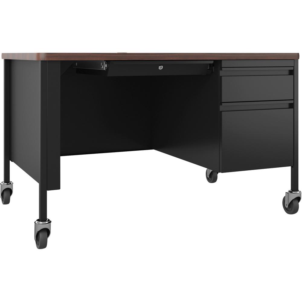 Lorell Fortress Series Walnut Top Teacher's Desk - 48'' x 30''29.5'' - Box, File Drawer(s) - Single Pedestal on Right Side - T-mold Edge