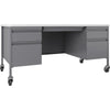 Lorell Fortress Series Mobile Double-Pedestal Teachers Desk - 60'' x 30''29.5'' - Box, File Drawer(s) - Double Pedestal - T-mold Edge - Finish: Gray