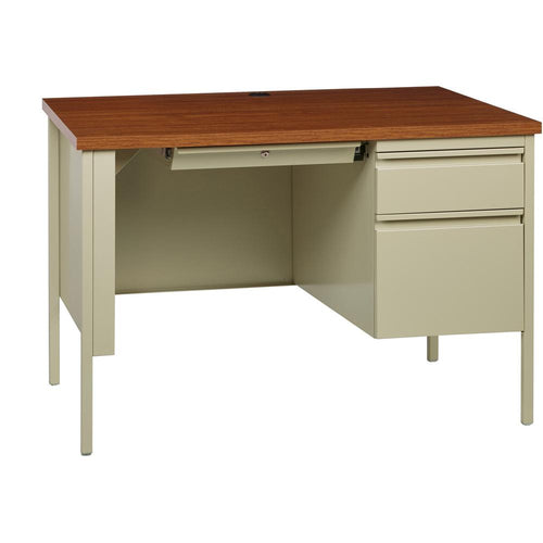 Lorell Fortress Series 45-1/2'' Right Single-Pedestal Desk - 45.5'' x 24''29.5'' , 1.1'' Table Top - Box, File Drawer(s) - Single Pedestal on Right Side - Square Edge