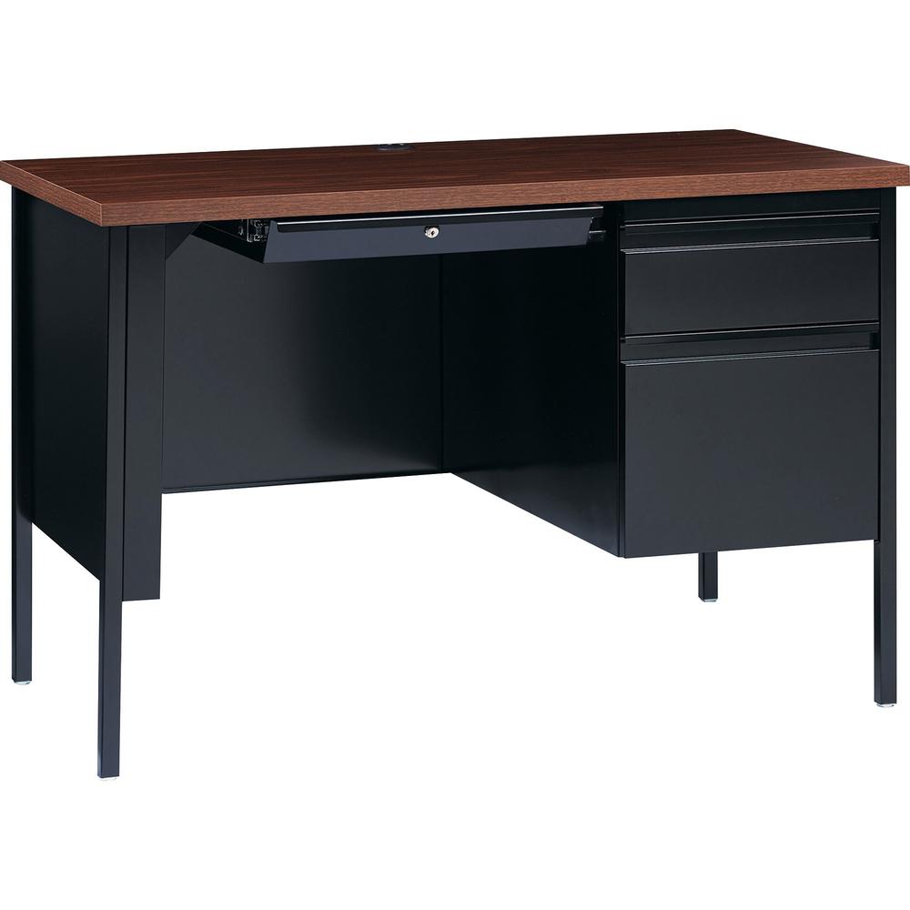 Lorell Fortress Series 45-1/2'' Right Single-Pedestal Desk - 45.5'' x 24''29.5'' , 1.1'' Top - Box, File Drawer(s) - Single Pedestal on Right Side - Square Edge