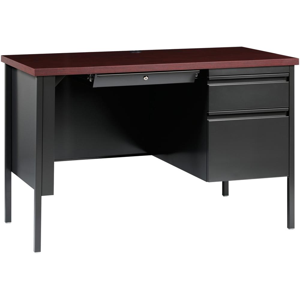 Lorell Fortress Series 45-1/2'' Right Single-Pedestal Desk - 45.5'' x 24''29.5'' , 1.1'' Top - Box, File Drawer(s) - Single Pedestal on Right Side - Square Edge