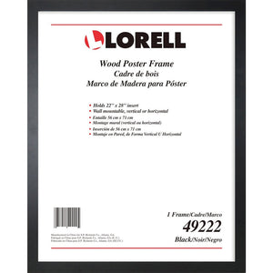 Lorell Solid Wood Poster Frame - 22'' x 28'' Frame Size - Rectangle - Horizontal, Vertical - Black - 1 Each