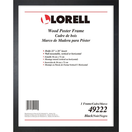 Lorell Solid Wood Poster Frame - 22'' x 28'' Frame Size - Rectangle - Horizontal, Vertical - Black - 1 Each