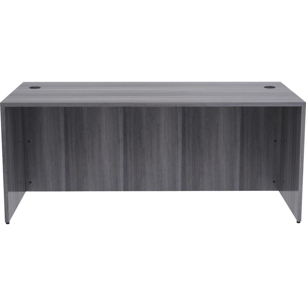 Lorell Essentials Series Rectangular Desk Shell - 72'' x 36''29.5'' , 1'' Top - Laminate, Weathered Charcoal Table Top - Grommet