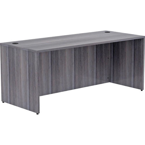 Lorell Essentials Series Rectangular Desk Shell - 72'' x 30''29.5'' , 1'' Top - Laminate, Weathered Charcoal Table Top - Grommet