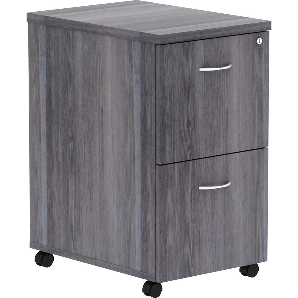 Lorell Essentials Series File/File Mobile File Cabinet - 16'' x 22''28.3'' - 2 x File Drawer(s) - Finish: Weathered Charcoal, Laminate