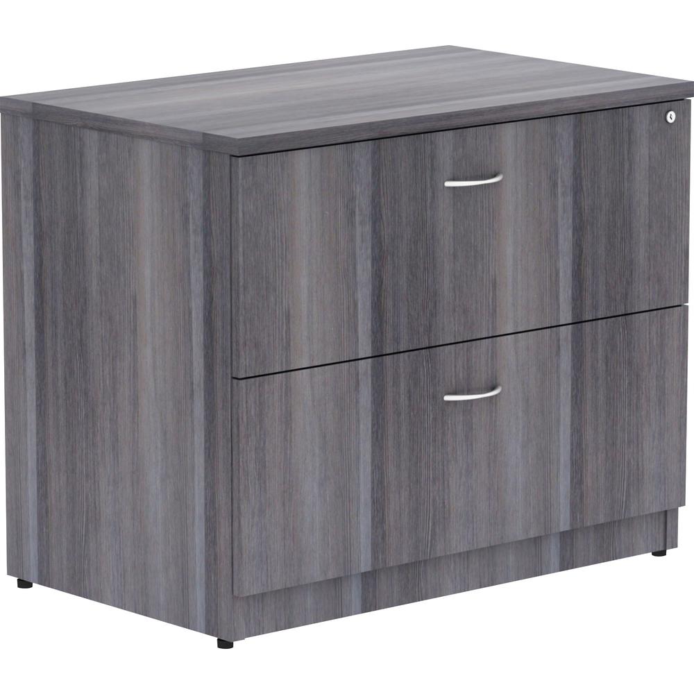 Lorell Essentials Series Lateral File - 35'' x 22''29.5'' , 1'' Top - 2 x File Drawer(s) - Finish: Weathered Charcoal, Laminate