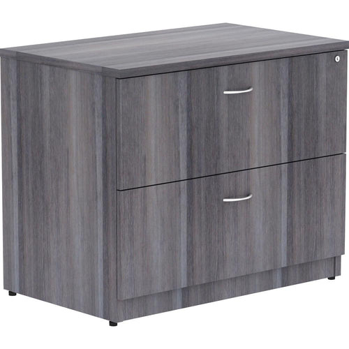 Lorell Essentials Series Lateral File - 35'' x 22''29.5'' , 1'' Top - 2 x File Drawer(s) - Finish: Weathered Charcoal, Laminate