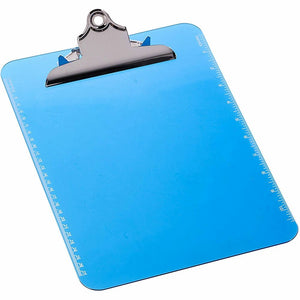 Business Source Spring Clip Plastic Clipboard - 8 1/2'' x 11'' Sheet Size - Spring Clip - Plastic - Blue - 12 / Box
