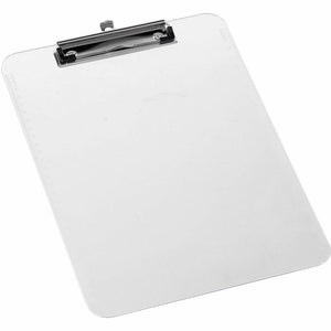 Business Source Flat Clip Clipboard - 9'' x 12'' Sheet Size - Plastic - Clear - 6 / Bundle