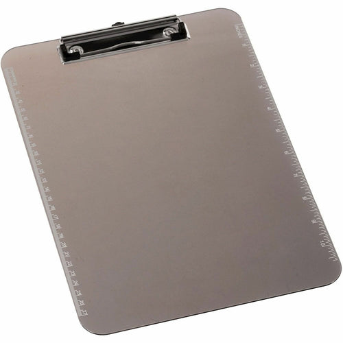 Business Source Flat Clip Plastic Clipboard - 9'' x 12'' Sheet Size - Plastic - Smoke - 6 / Bundle