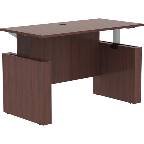 Lorell Essentials Series Sit-to-Stand Desk Shell - 0.1'' Top, 1'' Edge, 60'' x 29''49'' - Finish: Mahogany - Mahogany Laminate Table Top