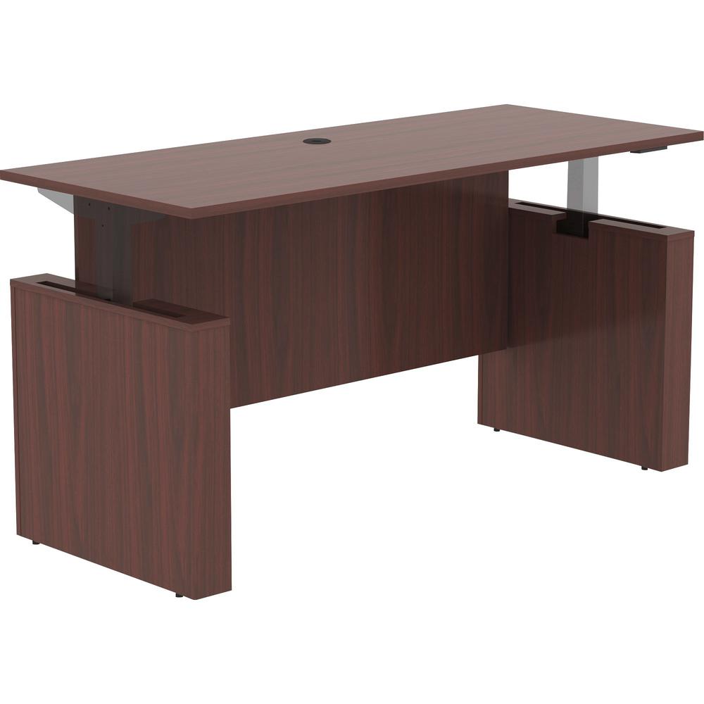 Lorell Essentials Series Sit-to-Stand Desk Shell - 0.1'' Top, 1'' Edge, 72'' x 29''49'' - Finish: Mahogany - Laminate Table Top