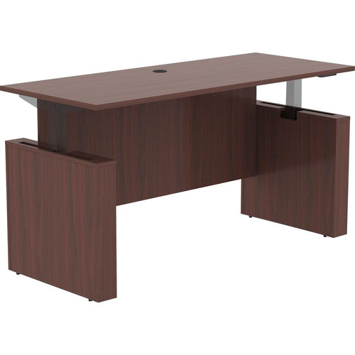 Lorell Essentials Series Sit-to-Stand Desk Shell - 0.1'' Top, 1'' Edge, 72'' x 29''49'' - Finish: Mahogany - Laminate Table Top