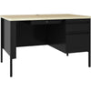Lorell Fortress Series 48'' Right Single-Pedestal Desk - 48'' x 29.5''30'' , 0.8'' Modesty Panel, 1.1'' Top - Single Pedestal on Right Side - Square Edge - Material: Steel - Finish: Black
