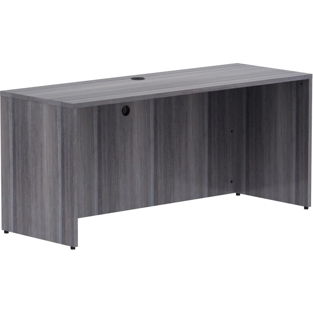 Lorell Essentials Series Credenza Shell - 66'' x 24''29.5'' Credenza Shell, 1'' Top - Finish: Weathered Charcoal Laminate, Silver Brush
