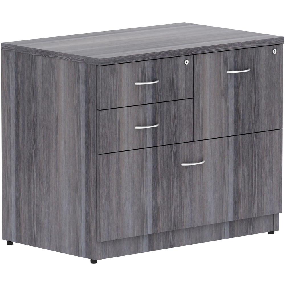 Lorell Essentials Series Box/Box/File Lateral File - 35.5'' x 22''29.5'' Lateral File, 1'' Top - 4 x File, Box Drawer(s) - Finish: Weathered Charcoal Laminate