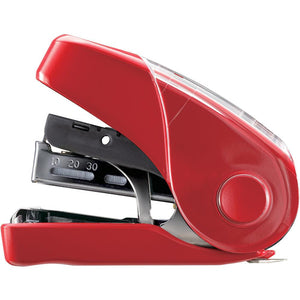 MAX Flat Clinch Mini Stapler - Staples Upto 25 Sheet - Red - 1 Each - Max