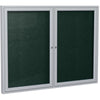Ghent 48''x60'' 2-Door Satin Aluminum Frame Enclosed Vinyl Bulletin Board - Ebony