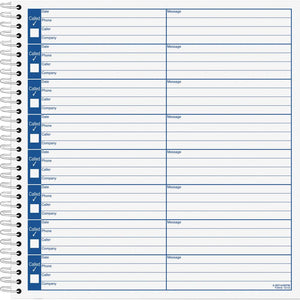 Adams Voice Mail Log Book - 60 Sheet(s) - Spiral Bound - 7.50'' x 8.50'' Sheet Size - 2 / Pack
