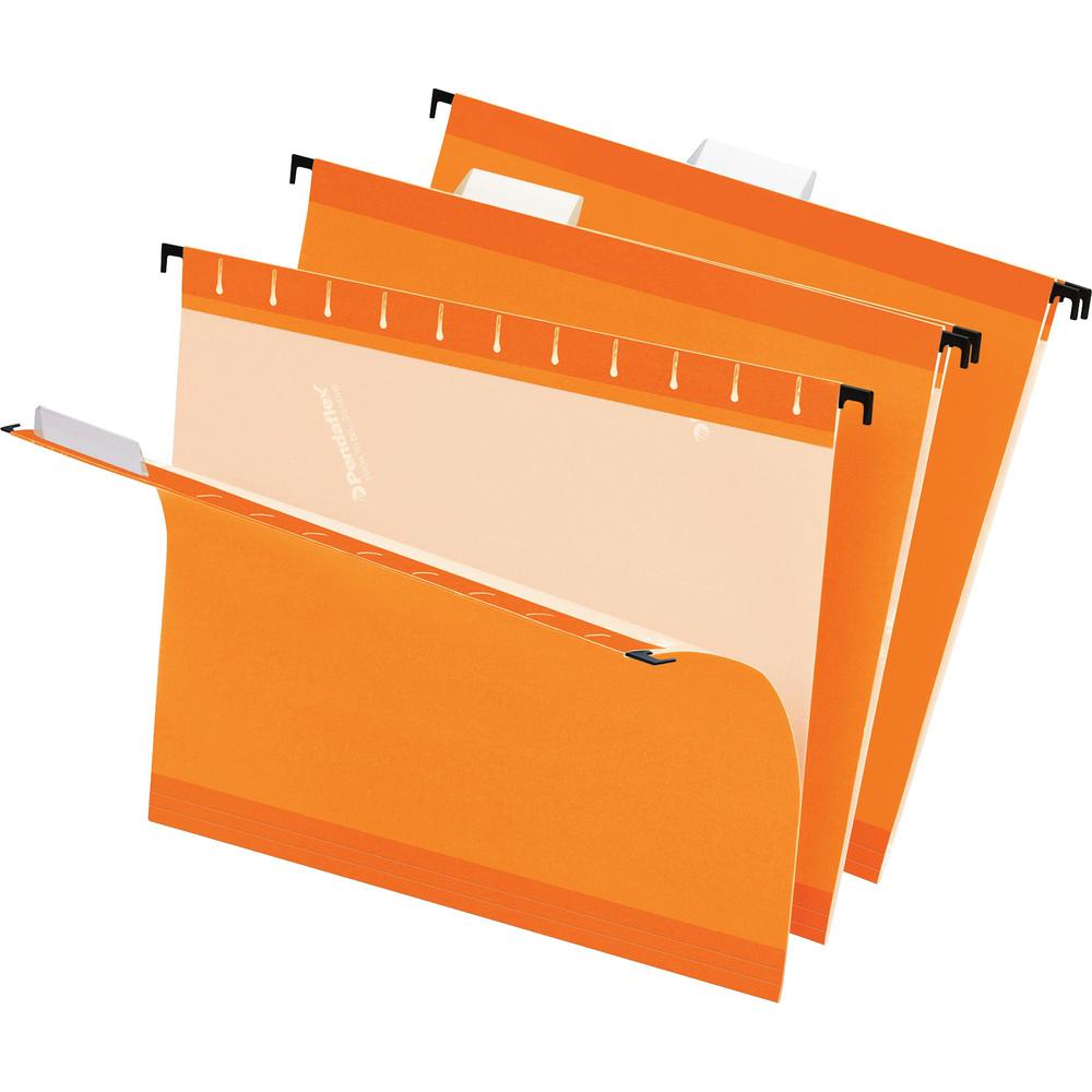 Pendaflex 1/5 Tab Cut Letter Recycled Hanging Folder - 8 1/2'' x 11'' - Orange - 10% Recycled - 25 / Box