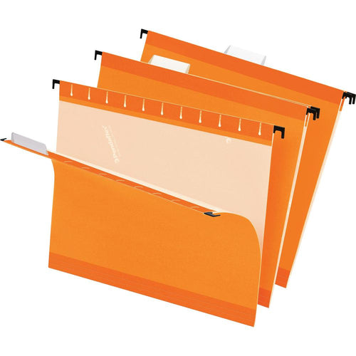 Pendaflex 1/5 Tab Cut Letter Recycled Hanging Folder - 8 1/2'' x 11'' - Orange - 10% Recycled - 25 / Box