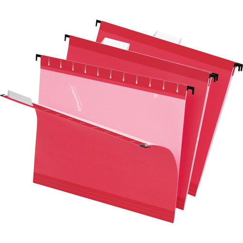 Pendaflex 1/5 Tab Cut Letter Recycled Hanging Folder - 8 1/2'' x 11'' - Red - 10% Recycled - 25 / Box