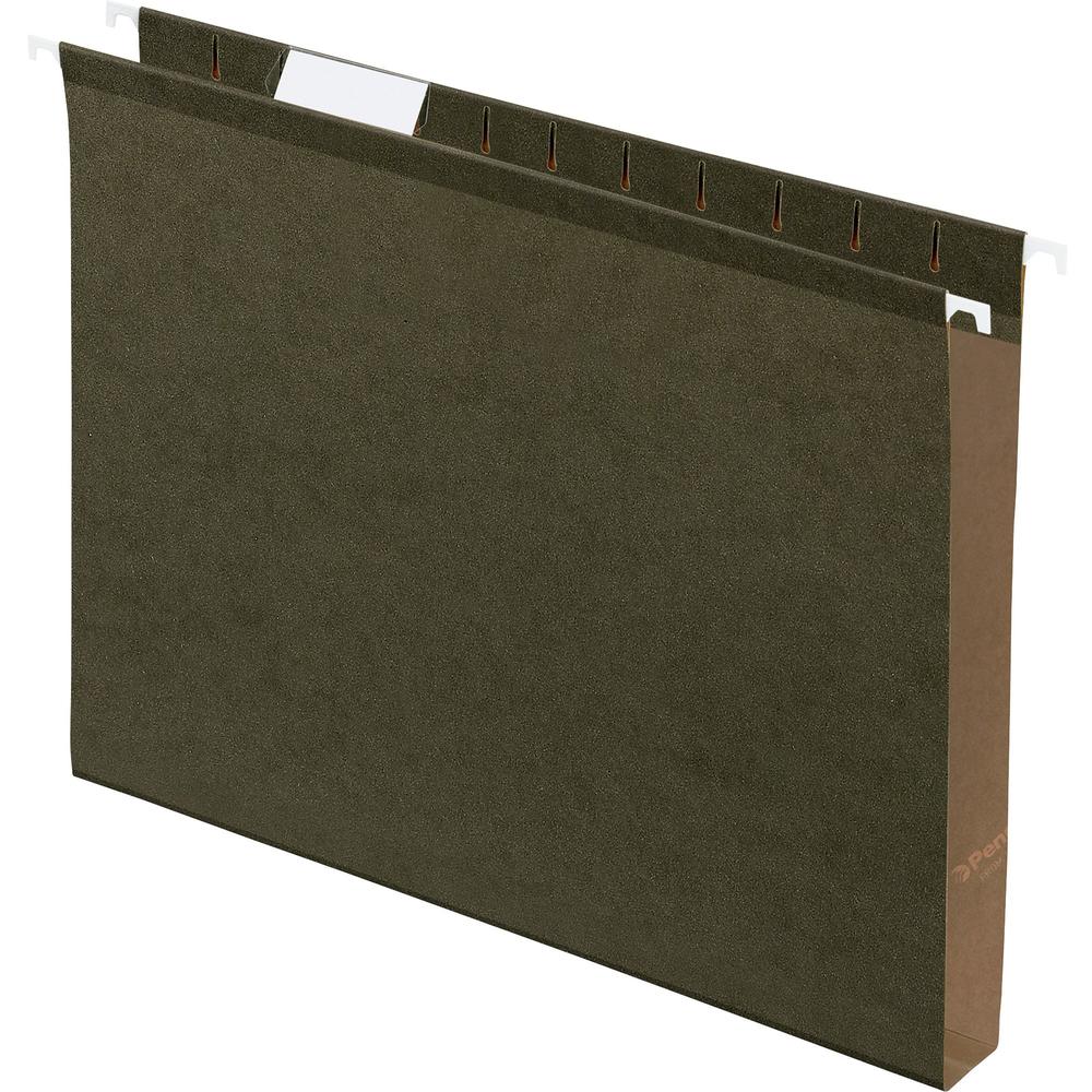 Pendaflex Letter Recycled Hanging Folder - 1'' Folder Capacity - 8 1/2'' x 11'' - Folder - Standard Green - Reinforced, Reinforced Gusset, Acid-free - 10% Recycled - 25 / Box
